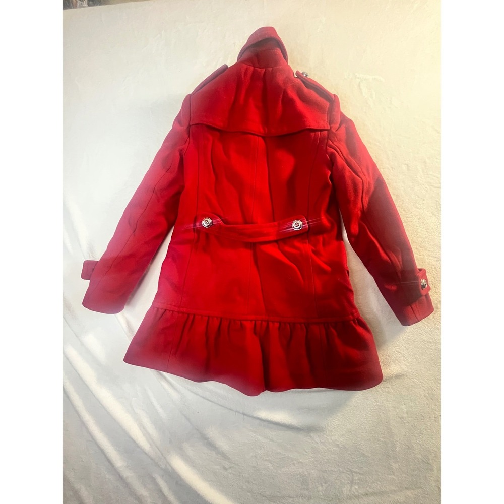 Juicy Couture Red Wool Blend Coat Womens XS Double Breasted Ruffle Hem - Picture 14 of 16